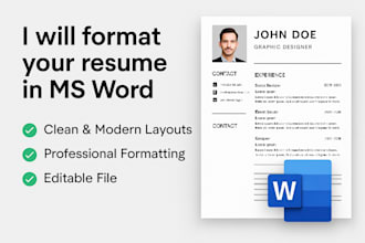 professionally format your resume in ms word for a clean and modern look