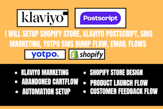 setup shopify store klaviyo postscript sms marketing yotpo sms email flows