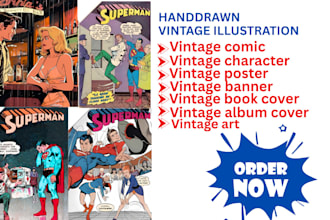 do hand drawn retro vintage comic character page vintage poster page cover art