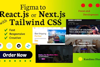 convert your design to reactjs or nextjs with tailwind CSS