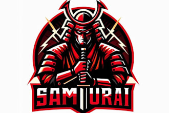 design high quality skull samurai logo with free source file