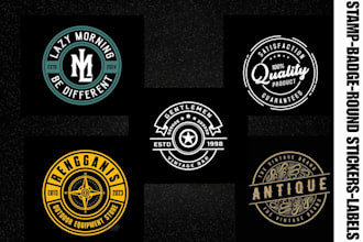 design vintage badge, round stamp, sticker, or label logo
