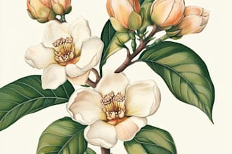 draw botanical illustration of flower illustration,