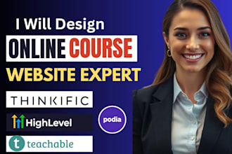 design online course website, teachable, gohighlevel, systeme io online course