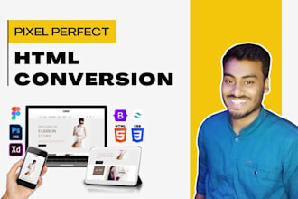 convert figma, PSD or xd to HTML using bootstrap and tailwind CSS