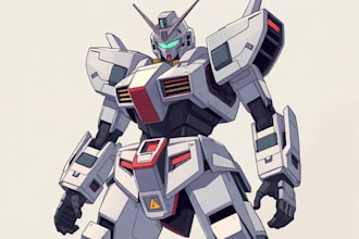do anime style mecha robot illustration