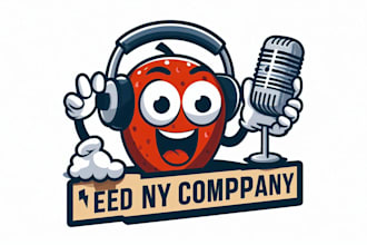 design radio podcast mascot logo with satisfaction guaranteed
