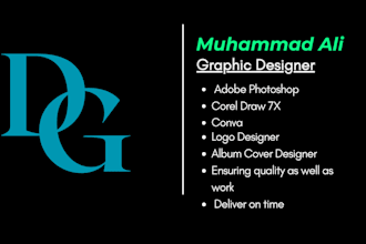 do graphic logo designer in canva, corel draw photoshop work