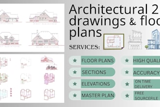 draw architectural drawing, floor plan, sections, elevations