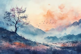 paint realistic landscape watercolor painting art