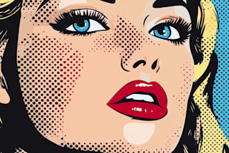 draw a retro pop art portrait in roy lichtenstein style