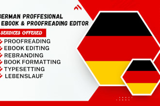proofread german book, format german book, ebook or document PDF