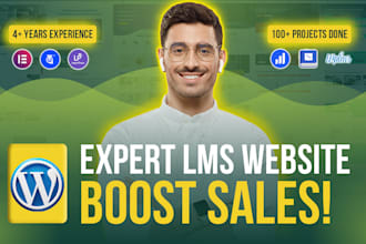 build wordpress elearning lms website with learndash or tutor lms