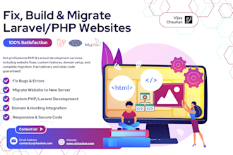 develop, fix, customize or migrate your PHP or laravel website