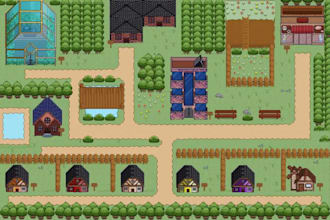 top down 2d pixel art tileset, game map, character animation sprite sheet rpg
