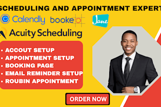 setup calendly, acuity, jane, bookeo, resurva, make plans