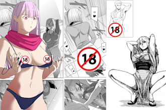 draw manga comic, webtoon art, nsfw sfw manga page or book cover manga character