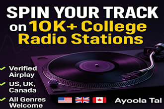 spin your track on 10k US uk, canada college radio stations djs online radio
