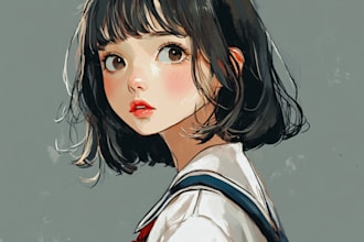 draw anime illustration, anime character vtuber,