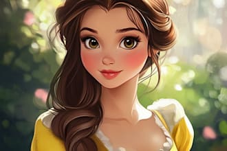 draw cute disney cartoon couple portrait