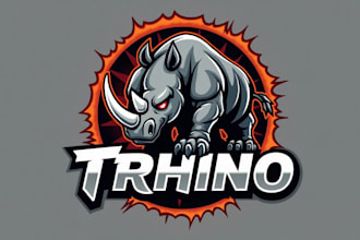 design outstanding angry rhino head mascot logo with express delivery