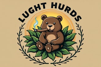 design outstanding bear smoking mascot logo  in 12 hours
