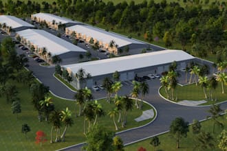 design 3d cgi warehouse, commercial building, rendering data storage room