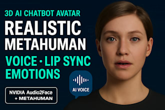 build realistic virtual 3d ai chatbot avatar with voice, lip sync emotion sync