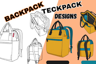 design backpack, duffle, or handbag tech packs ready for factory production