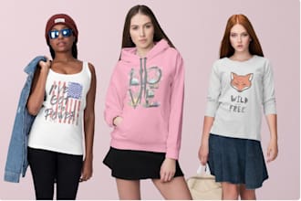 design custom streetwear, clothing mockup, t shirt, hoodie and other tops