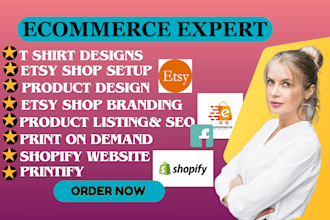 canva design logo, banner etsy listing, etsy pod shopify web dropshipping
