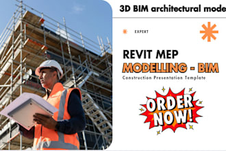 create a 3d bim architectural model or convert 2d plans in revit or archicad