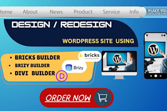 design, redesign modern site using divi bricks, brizy builder