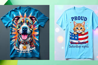create cat dog fish train custom t shirt design merch by amazon t shirts