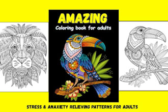 create unique and detailed adult coloring book pages for KDP