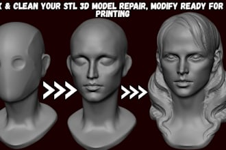 scan fix clean your stl file or 3mf 3d model modify, redesign ready for printing