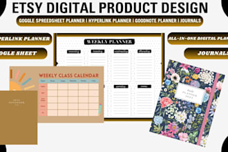design etsy digital product, etsy digital planner, hyperlinked planner