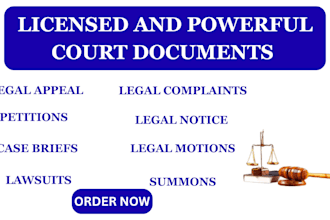 draft  review pleading lawsuits, petition and legal opinion,case briefs appeals