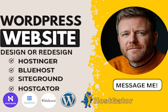 design hostinger wordpress website with bluehost, siteground, hostgator support