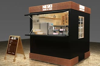 remodel 3d luxury ice cream container shop,food truck design,shipping, cafes cad
