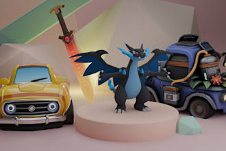 create low poly style 3d models for games,web, or animation