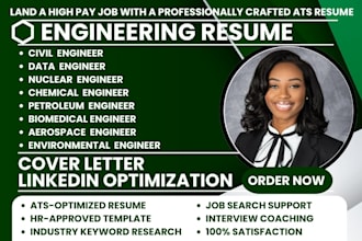 write professional engineering resume, petroleum, biomedical, aerospace, civil