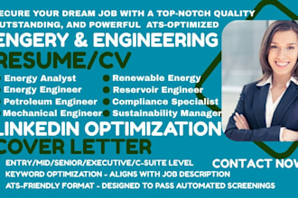 write petroleum engineer, solar energy, wind turbine technician, hvac resume CV