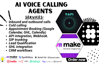 build vapi, retell ai voice agent workflow for businesses nd appointment booking