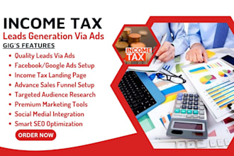 generate quality income tax leads tax preparation  bookkeeping lead landing page