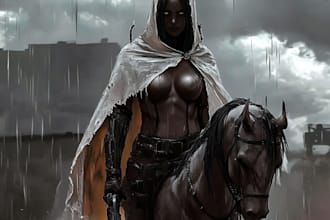 draw a fantasy horror, dark art, concept art character art