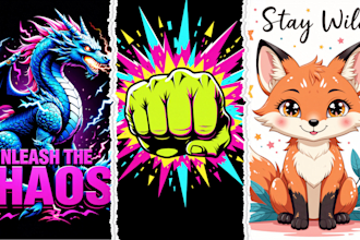 design bold original tshirt graphics for pod or streetwear brand