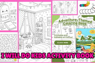 design amazon KDP children activity and coloring book for kids, teens and adult
