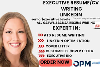 write ats optimized executive resume, linkedin profile executive resume