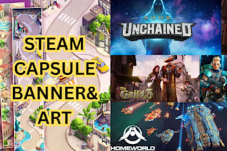 design a steam capsule art poster design game art steam banner ball game